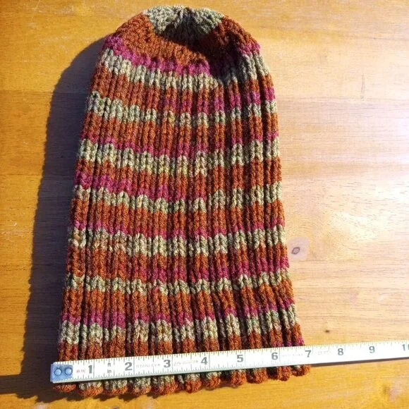 Mens Hipster Wide Cuff Beanie Hat Hand Knit Rib Acrylic Sailor Womens Autumn - Picture 11 of 11